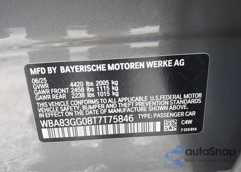 2026 BMW 228 Gran Coupe z USA, uszkodzony, nr VIN WBA83GG08T7T75846